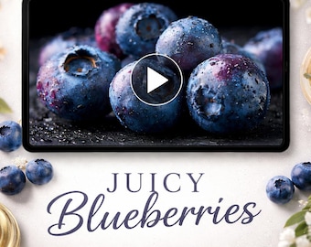 Blueberry Loop Video Background | Closeup Seamless Animated | Food & Drink Visual, Recipe Blog, Social Media, YouTube, Ads