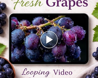 Grapes Animated Background Loop | Fresh Dewy Video, Seamless Loop | Food & Drink Video Background for Events, Social Media