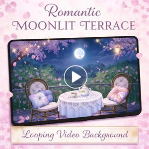 Moonlit Sakura Background | Aesthetic animated loop, cozy ambience | Tea room video, lo-fi study, relaxing screen loop
