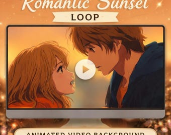 Anime background loop | Couple sunset animated video | Seamless video background for streams and edits