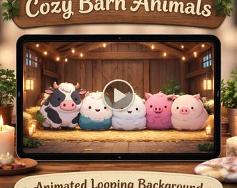 Kawaii Farm Animals Animated Background | Cute Loop Video Backdrop | Farm Video for Stream, Zoom, YouTube, Twitch