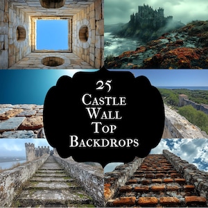 Fantasy Castle Wall Digital Backdrop: Medieval Photography Background (25 JPGs, 6000x4000px)