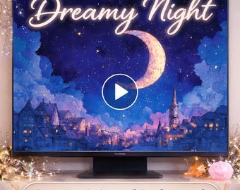 Crescent Moon Night Sky Loop | Space Animation Background, Cloudy Sky, Moon Video | Relaxing Screensaver, Stream Overlay, VJ Visu