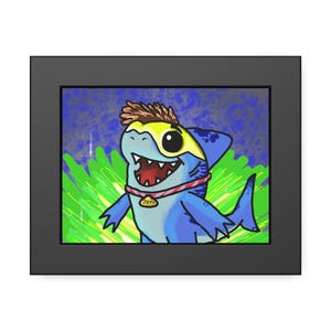Cute Jeff the Shark x Iron Fist - Framed - Fun Decor for Kids and Jeff Lovers Lovers