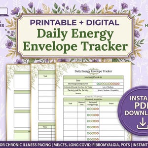 Ultimate Daily Energy Envelope Tracker | Fillable Pdf for ME/CFS Pacing & PEM | Edit on Any Device | Chronic Fatigue, Long Covid, Pots.