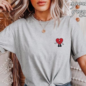 Embroidered Cute Bad Bunny Shirt, Bad Bunny Trendy Shirt, Stylish Bad Bunny Tee, Bad Bunny Heart Shirt, Proud Latina Shirt