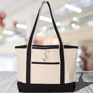 Embroidered Mickey Mouse Lines Tote Bag, Disney Mickey Bag, Mickey Outline Design Bag, Cute Mickey Mouse Bag, Family Vacation Bag
