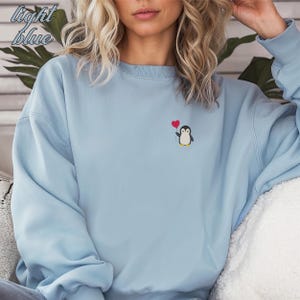 Embroidered Pocket Cute Penguin Sweatshirt, Funny Penguin Gift, Cute Animal Sweatshirt, Animal Lover Sweatshirt, Cute Penguins Sweatshirt