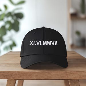Embroidered Custom Roman Numerals Cap, Personalized Roman Numerals Hat, Roman Date Cap, Anniversary Year Hat, Custom Couple Cap