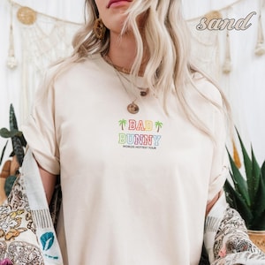 Embroidered Cute Bad Bunny World Hottest Tour Shirt, Bad Bunny Trendy Shirt, Stylish Bad Bunny Tee, Bad Bunny Heart Shirt, Proud Latina Tee