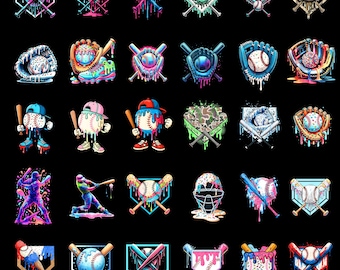 Baseball Ice Cream Drip PNG Bundle: Sport-Team-Digital-Dateien