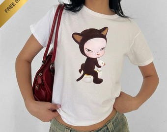 yoshitomo nara cat baby tee and Unisex T-shirt , yoshitomo nara t-shirt , y2k vintage shirt
