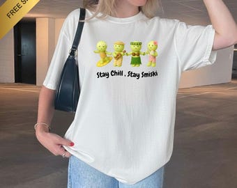 SMISKI baby tee and T-shirt , Stay Chill , Y2k Hawai Tee , Funny Smiskii Meme Crop tee