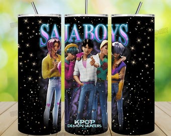 Kpop Demon Hunters 20 Unzen Skinny Tumbler Wrap PNG | Sublimation digitaler Download | Anime Saja Jungen inspirierte Tasse Design