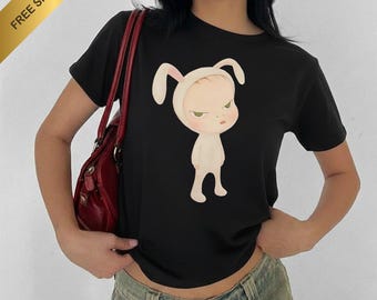 yoshitomo nara cat Unisex T-shirt , baby tee   ,Y2K Art style , yoshitomo nara t-shirt