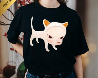 yoshitomo nara cat baby tee / Unisex T-shirt , Art yoshitomo nara t-shirt , Y2K style  shirt