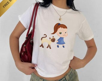 yoshitomo nara cat baby tee , Unisex T-shirt , y2k yoshitomo nara t-shirt , vintage shirt