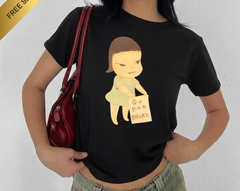 yoshitomo nara Go for Broke baby tee / Unisex T-shirt , yoshitomo nara t-shirt , Y2K Art style