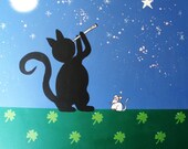 Lucky Cat Blank  Art Card, All Occasion, GIFTS, Stationery Birthdays