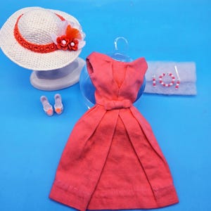 coral dress with blue shoes Daphne Coral Dress | long layered dress main image 0