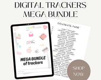 Mega Tracker Bundle  Habit, Sleep, Weight Loss, Water, Reading & Savings Trackers  Printable Digital Planner PDF