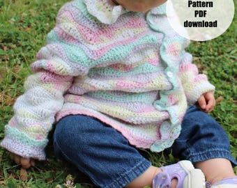 Schema per cardigan all'uncinetto "Happy Spring" per neonati, taglie 12-24 mesi