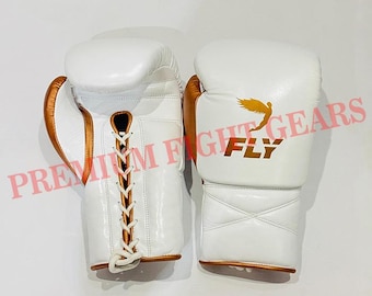 Gepersonaliseerde echte rundleer vliegenbokshandschoenen Professionele trainings- en sparringhandschoenen Pro Fight Gear