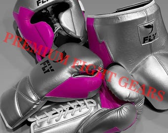 Maßgeschneidertes Fliegenboxset aus echtem Rindsleder Kickboxing Training & Sparring Kit