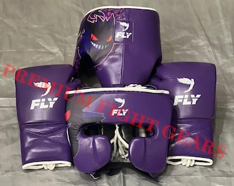 Customized Genger Printed Purple Fly Boxing Set Professional Training & Fight Equipment