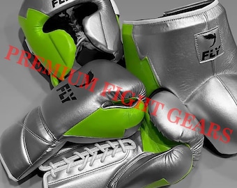 Customized Handmade Fly Boxing Set 100% Original Leather (Boxing Gloves , Head or Groin Guard)