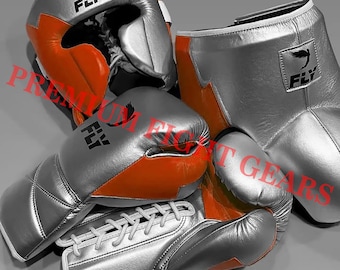 Maßgeschneidertes Fliegenboxset aus echtem Rindsleder Kickboxing Training & Sparring Kit