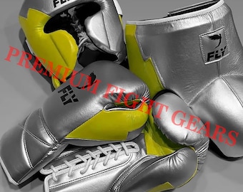 Set de boxeo con mosca de cuero genuino hecho a mano, equipo de entrenamiento y competición profesional.