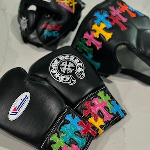 New Design Black Color Chrome Heart Winning Boxing Set,Replica Winning Boxing Set,Professional Boxing Gear,Birthday Gift, Gift For Boxers