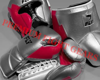 Customized Handmade Fly Boxing Set 100% Original Leather (Boxing Gloves , Head or Groin Guard)