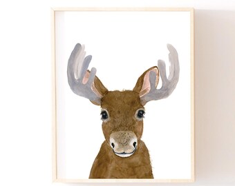Moose Nursery Art Etsy