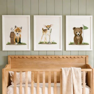 Woodland Animals Golf Nursery Prints, Baby Animals Sports Art image 2