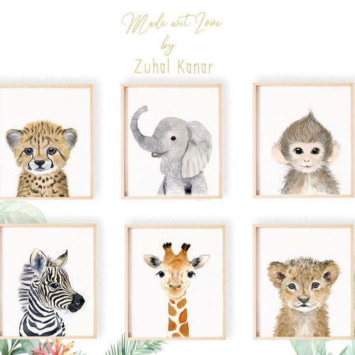 Safari Nursery Decor, Jungle Nursery Prints, Safari Nursery Art Print, Animal Art Elephant, Giraffe, Monkey, Cheetah, Lion, Zebra nursery