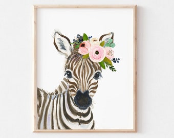 Zebra nursery art print, Safari nursery decor, Baby Girl nursery, zebra painting, nursery wall decor, nursery print girl baby shower gift