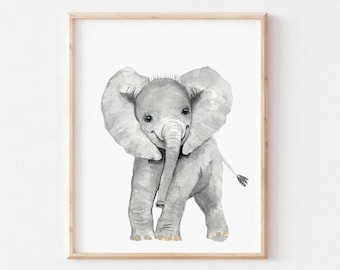 Safari Nursery Elephant, Elephant Nursery Prints, decoración de guardería safari, babyshower Safar, impresión de guardería de animales bebés, guardería de género neutro