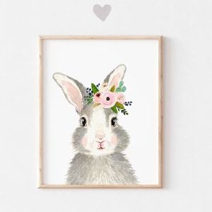 Nursery wall art bunny, pink nursery decor, Nursery decor girl bunny, bunny print nursery girl, rabbit nursery, rabbit print nursery