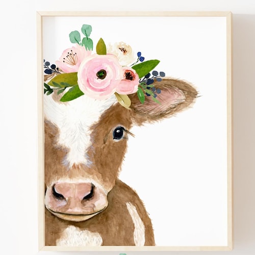 Cow Painting Farm Nursery Decor Cow Print Baby Farm Animal Etsy