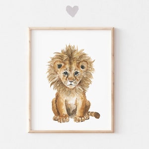 Nursery safari prints lion cub print, Animal Paintings, Safari nursery decor girl lion painting, nursery wall art, gender neutral nursery