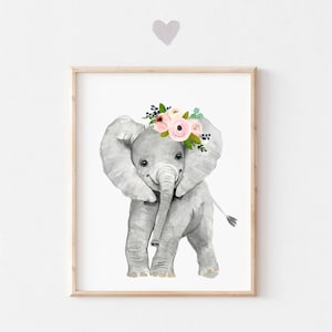 Baby Elefant Kunstdruck, Kinderzimmer Dekor, Safari Tier, Kinderzimmer Wanddeko, Dschungel Tierdruck, Wandkunst, Kinderzimmer Deko