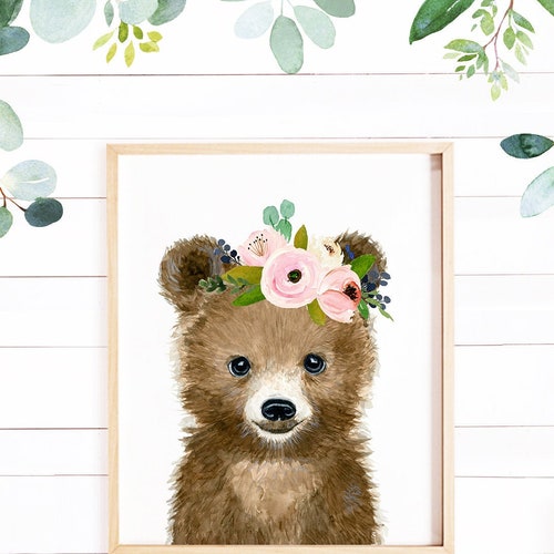 Bear Wall Bear Wall Decor Nursery Bear Print Woodland Etsy
