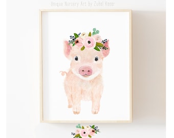 Baby Pig Print, Baby Animal Prints, Baby Decor, Baby Wall Art, Pig Wall Art, Baby Room Decor, Animal Prints, Animal Art, Nursery Animal art