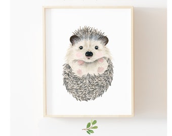 Watercolor hedgehog , Woodland nursery, Animal Paintings, baby hedgehog, watercolor animal, woodland, kids poster, watercolor hedgehog, baby
