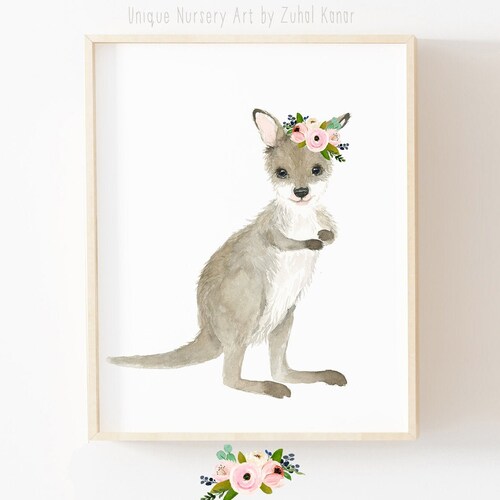 Animal Nursery Decor Baby Kangaroo Art Kangaroo Joey Print Etsy