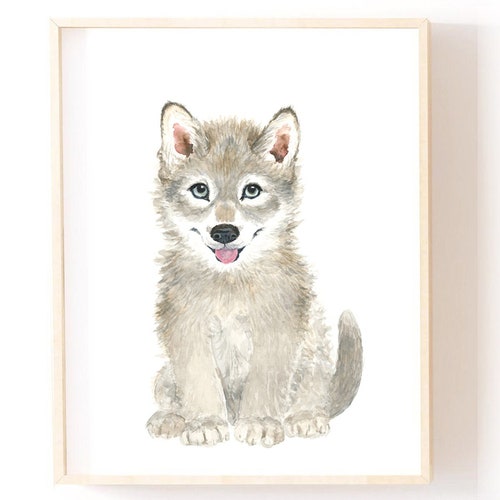 Wolf Nursery Print Woodland Wolf Decor Baby Wolf Paintings Etsy