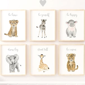 Safari Nursery Decor, SIZE13&#39;X19&#39;, Jungle Nursery Prints, Safari Nursery Art Print Elephant, Giraffe, Monkey, Cheetah, Lion, Zebra nursery