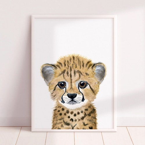 Watercolor Cheetah Art Print Cheetah Cub Animal Paintings Etsy